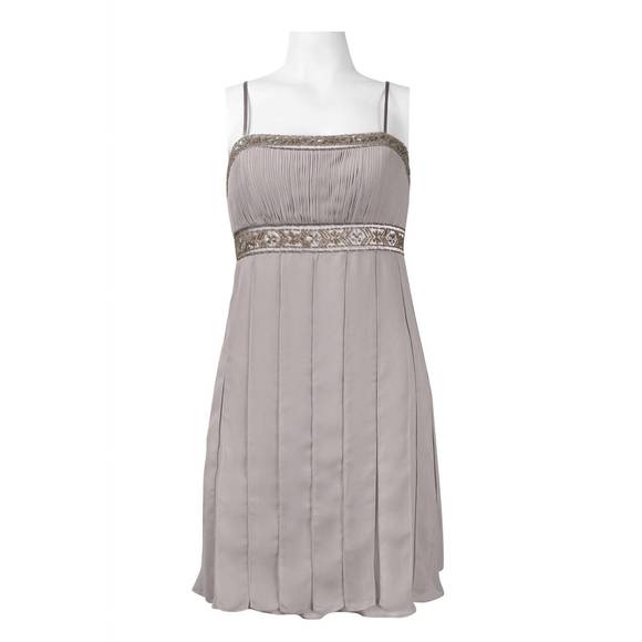NEW SUE WONG spaghetti strap ruched gladiator dress in platinum - Picture 1 of 2
